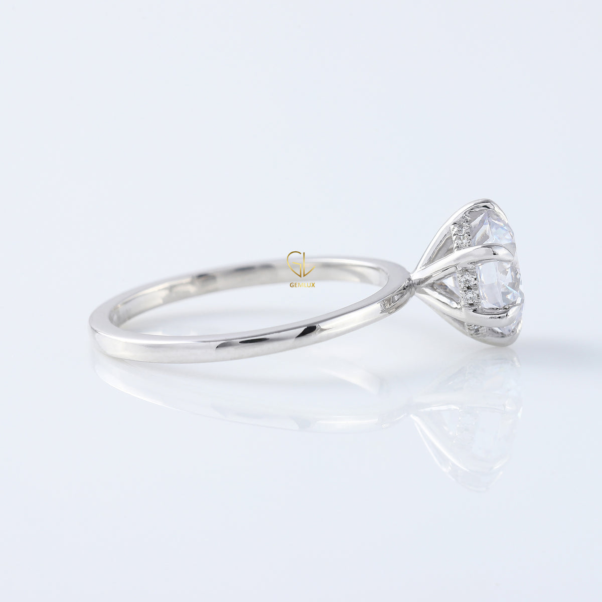 Round Moissanite Diamond Hidden Halo Solitaire Ring
