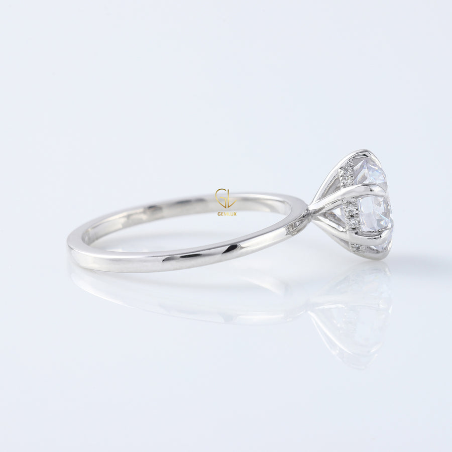 Round Moissanite Diamond Hidden Halo Solitaire Ring