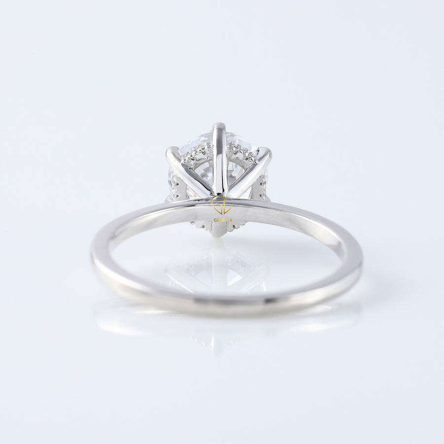 Round Moissanite Diamond Hidden Halo Solitaire Ring