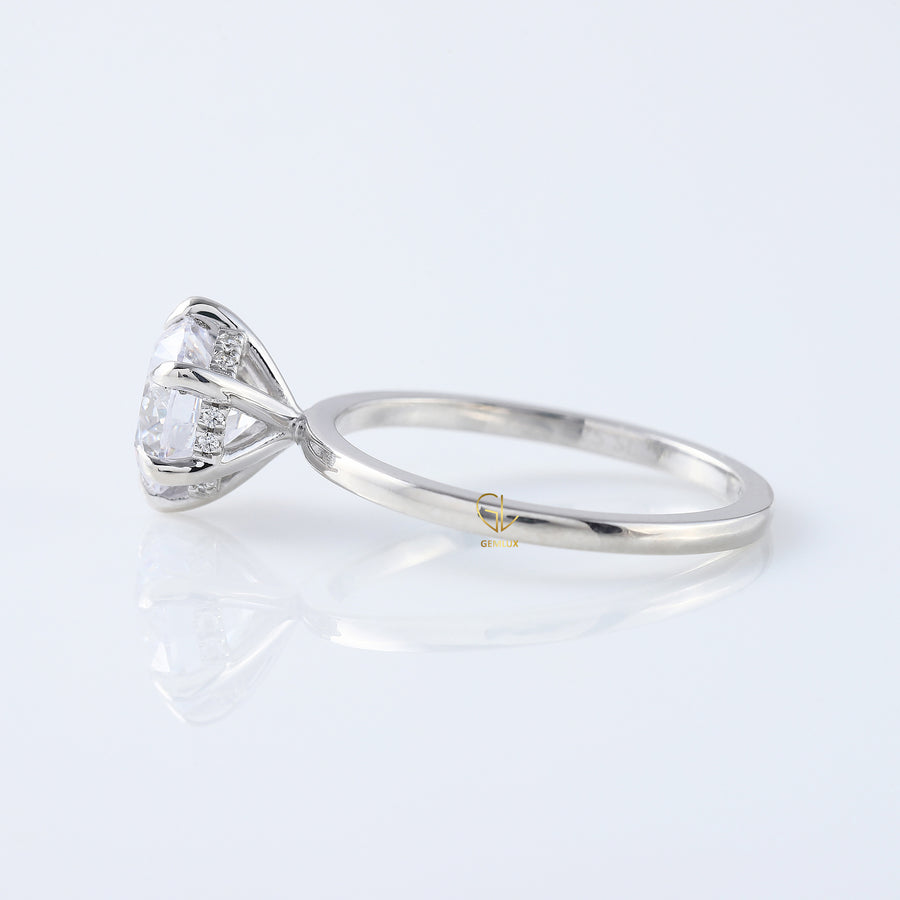 Round Moissanite Diamond Hidden Halo Solitaire Ring