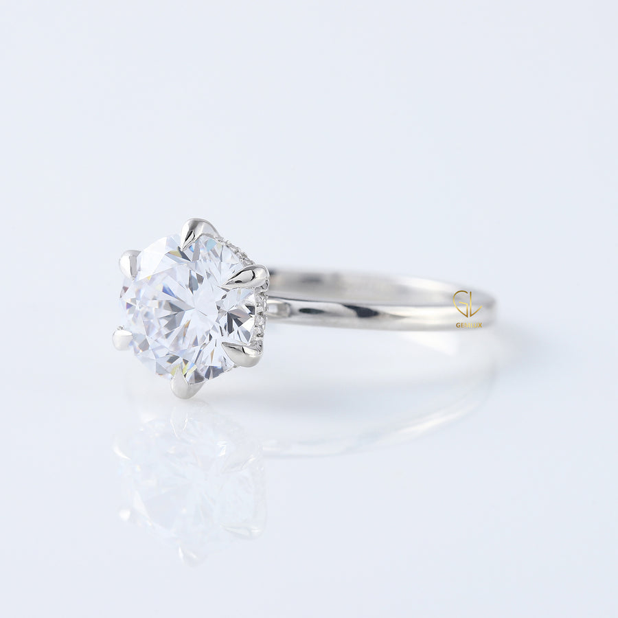 IGI Certified Round Cut Lab Grown Hidden Halo Solitaire Ring