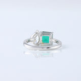 Asscher & Pear Cut Lab Grown Diamond Toi Et Moi Ring, Two Stone Engagement Ring 