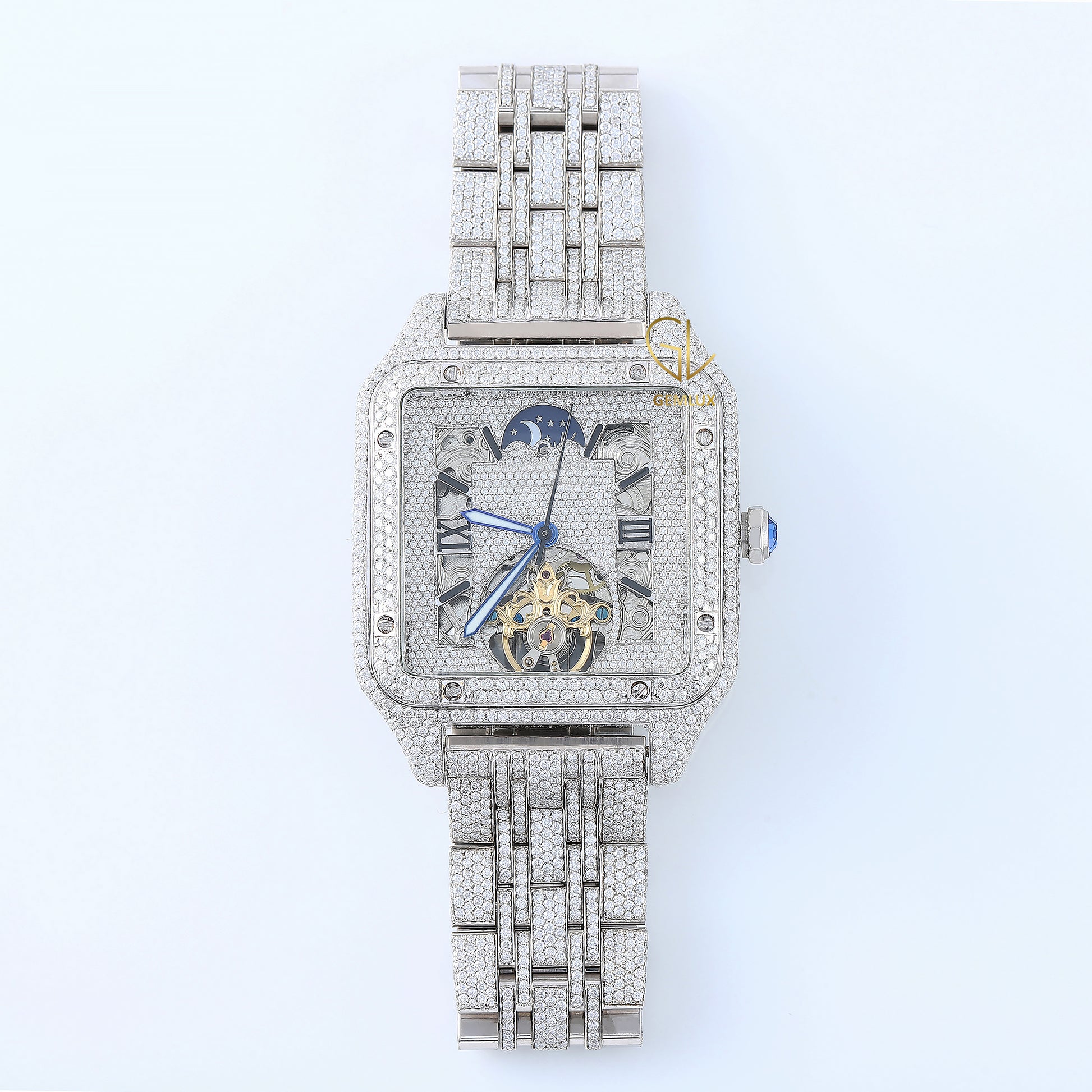 Automatic Movement VVS Moissanite Iced Out Square Dial Diamond Watch