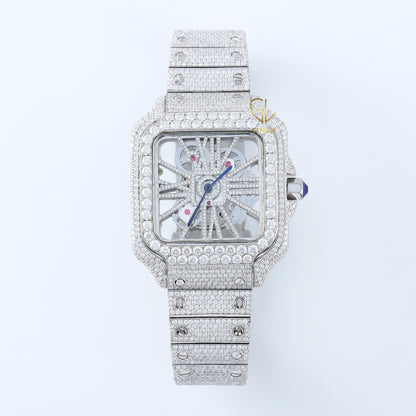 Bling Bling Square Dial VVS Moissanite Diamond Hip Hop Watch 