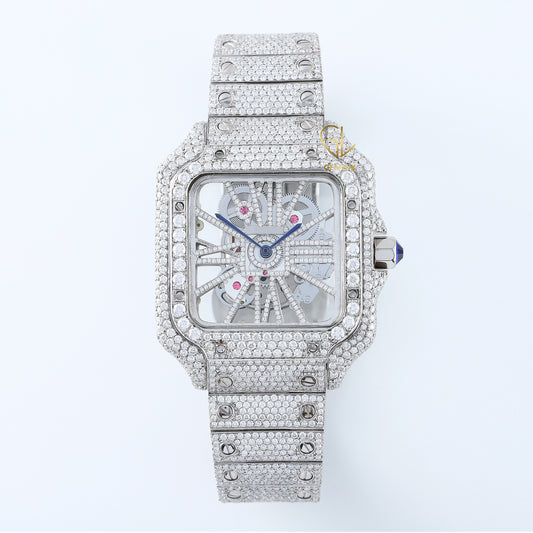 Hip-Hop Diamond Watch, White Diamond Iced Out Watch Automatic Movement Watch