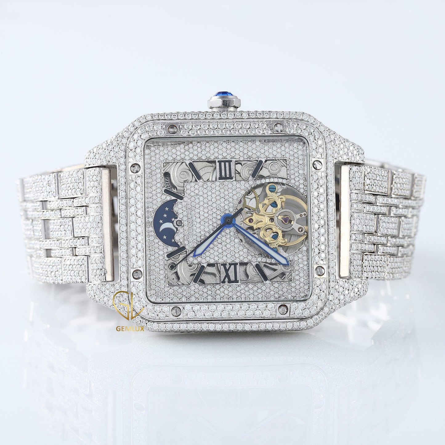 Automatic Movement VVS Moissanite Iced Out Square Dial Diamond Watch