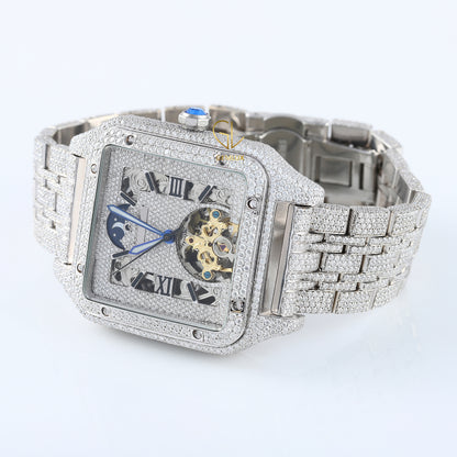 Automatic Movement VVS Moissanite Iced Out Square Dial Diamond Watch