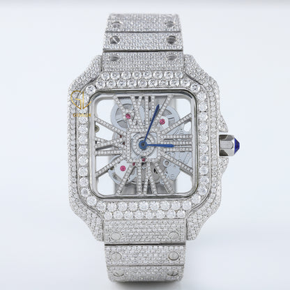 Bling Bling Square Dial VVS Moissanite Diamond Hip Hop Watch 