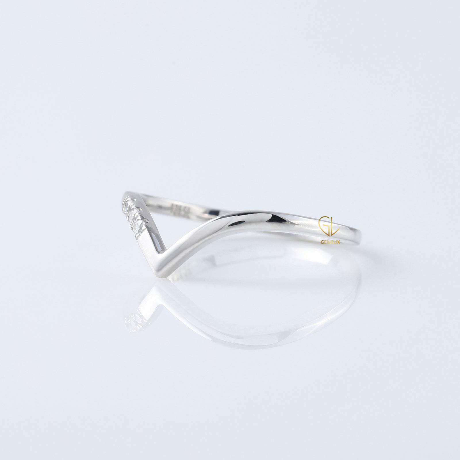 Three Stone Round Cut Lab Grown Diamond Wishbone Wedding Ring