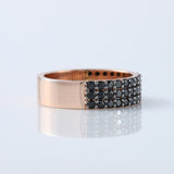 Three Row Black Moissanite Pave Set Eternity Men's Ring