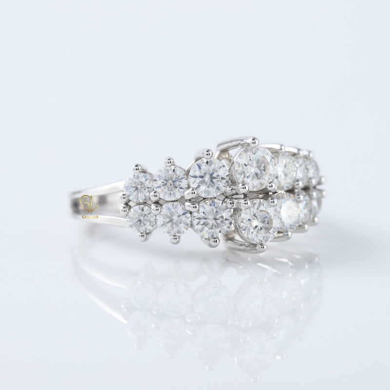 Two Row Moissanite Half Eternity Wedding Band