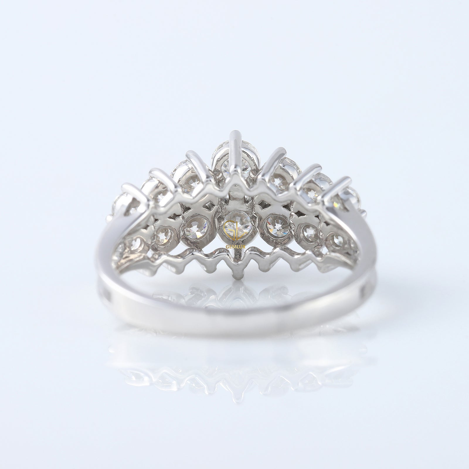 Art Deco Two Row Lab Grown Half Eternity Wedding Band