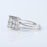 Two Row Moissanite Half Eternity Wedding Band 