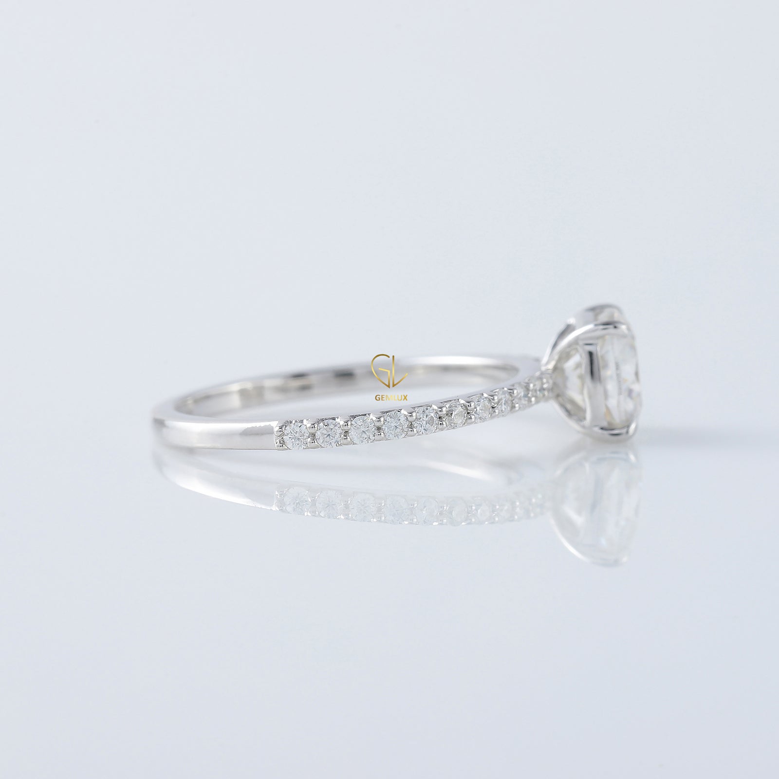 1.5 Ct Cushion Cut Lab Grown Solitaire With Accent Ring