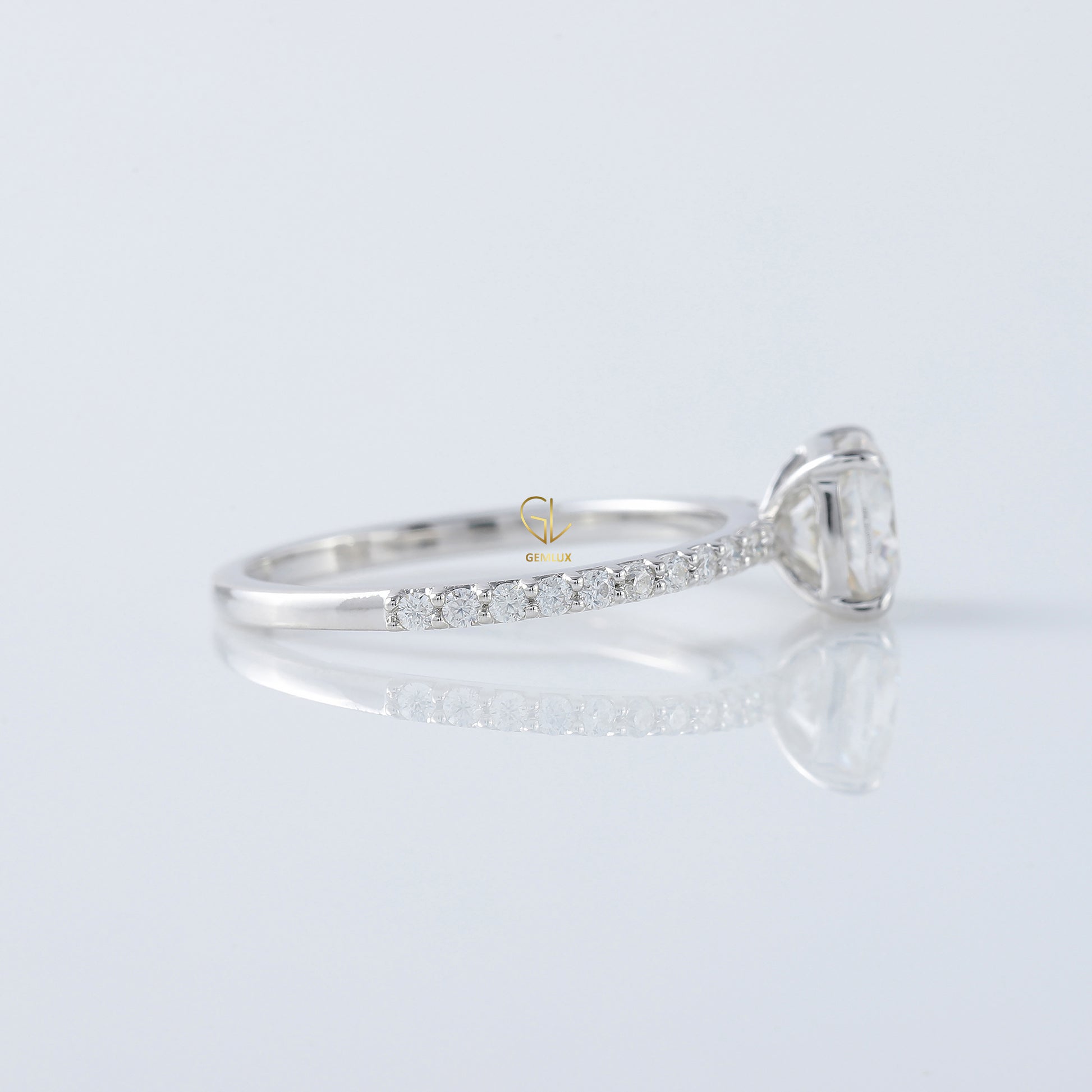 1.5 Ct Cushion Cut Lab Grown Solitaire With Accent Ring