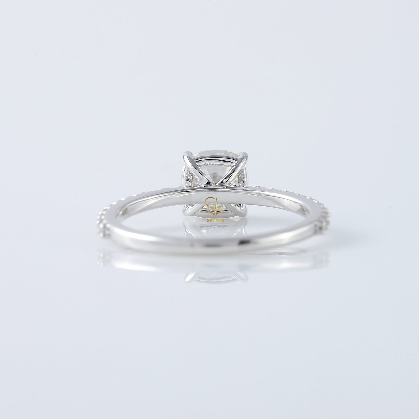 Cushion Cut Moissanite Solitaire With Accent Engagement Ring