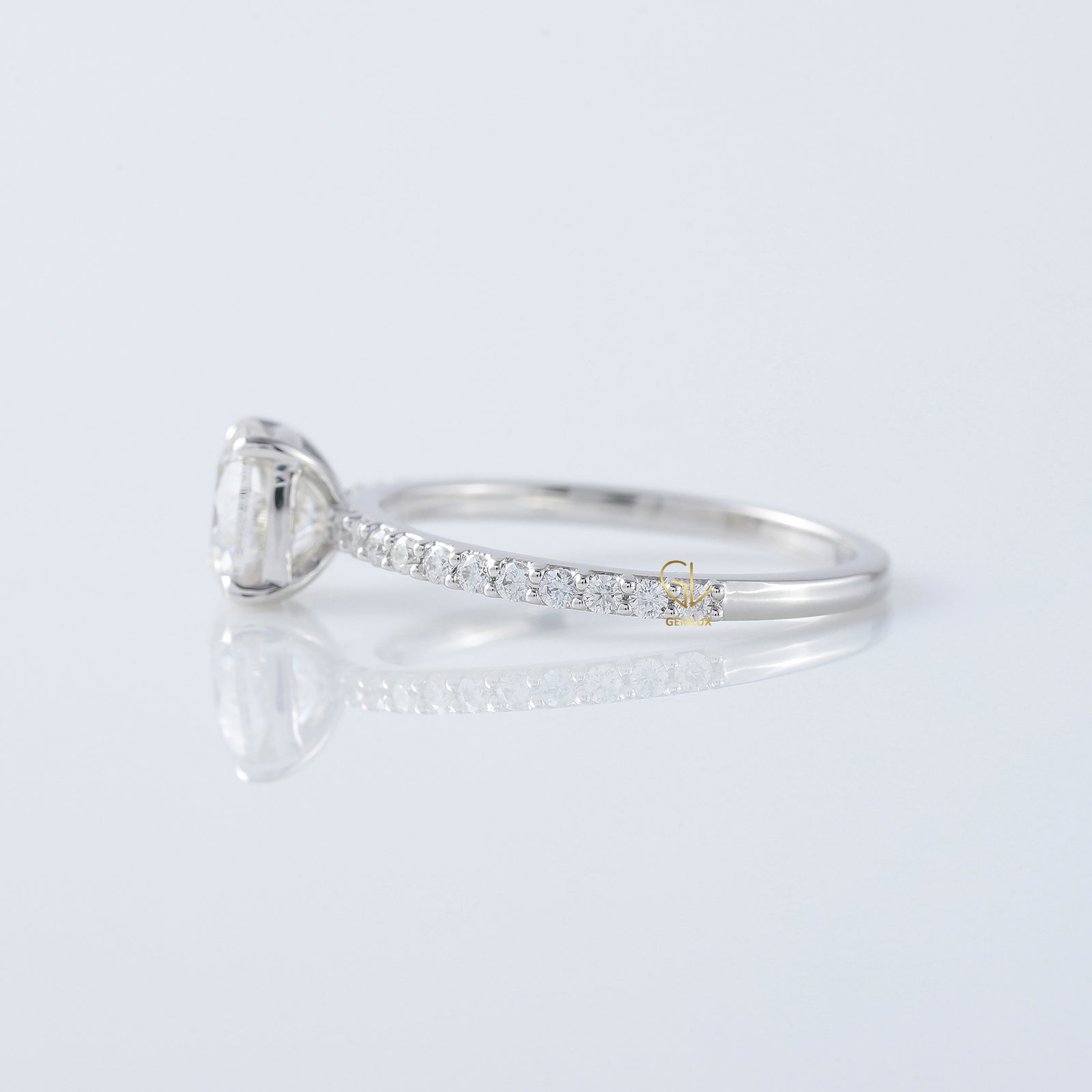 1.5 Ct Cushion Cut Lab Grown Solitaire With Accent Ring