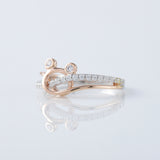 Cross Over Two Tone Minnie Mickey Mouse Face Moissanite Ring 