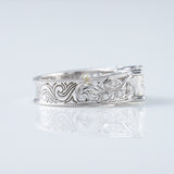 Vintage Leaf Inspired Princess Cut Moissanite Filigree Wide Band