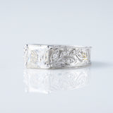 Leaf Inspired Princess Cut Lab Grown Art Deco Filigree Wedding Band