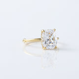 Elongated Cushion Cut Moissanite Diamond Hidden Halo Engagement Ring