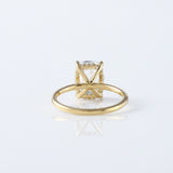 Elongated Cushion Cut Moissanite Diamond Hidden Halo Engagement Ring