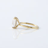 Elongated Cushion Cut Moissanite Diamond Hidden Halo Engagement Ring
