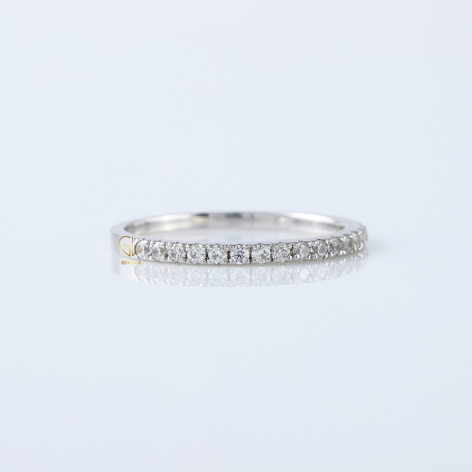 Round Cut Moissanite Delicate Eternity Wedding Band