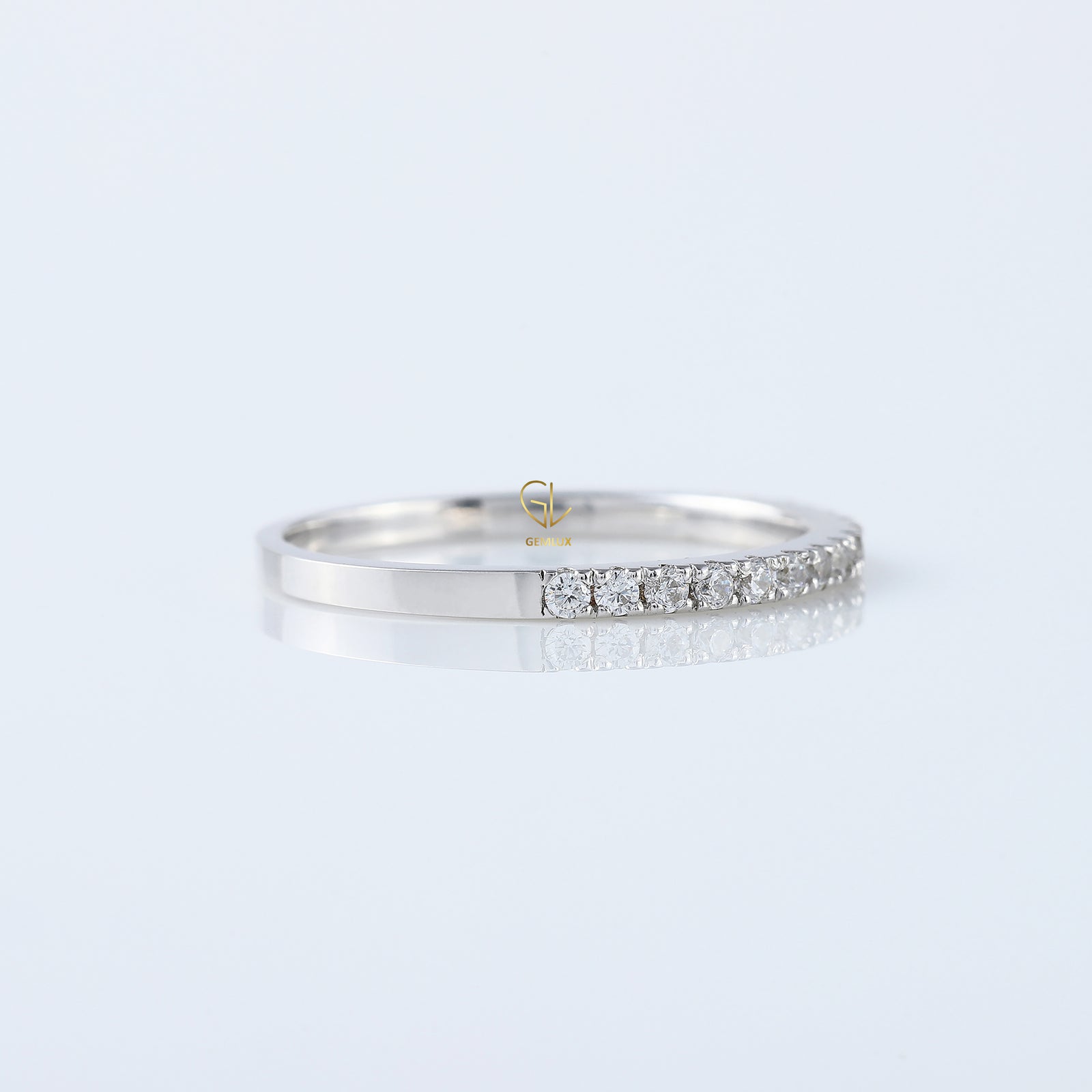 Round Cut Moissanite Delicate Eternity Wedding Band