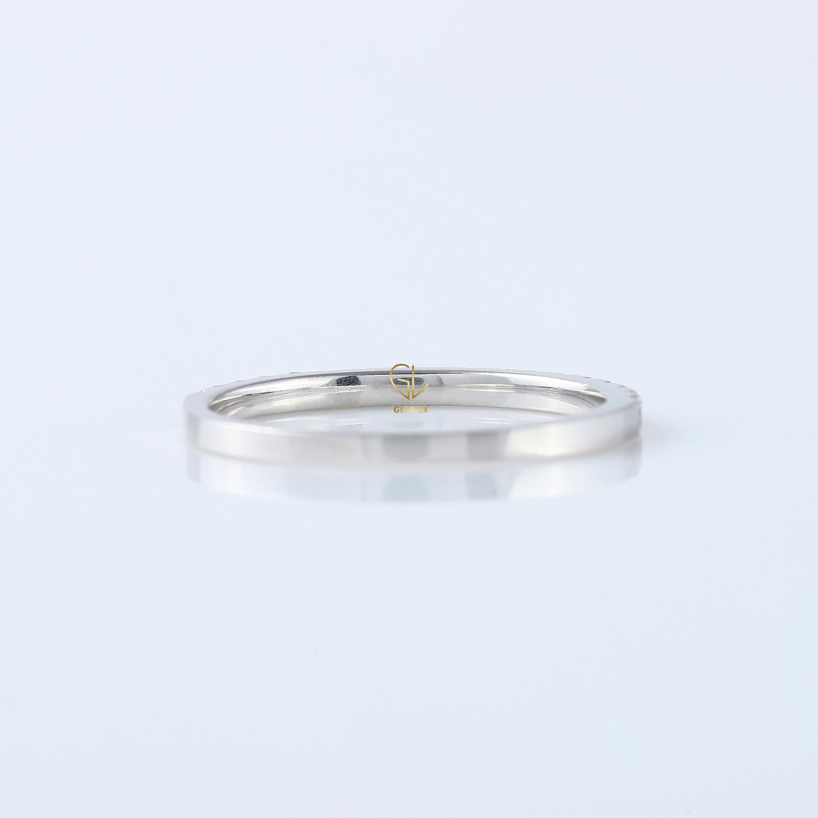 Round Cut Moissanite Delicate Eternity Wedding Band