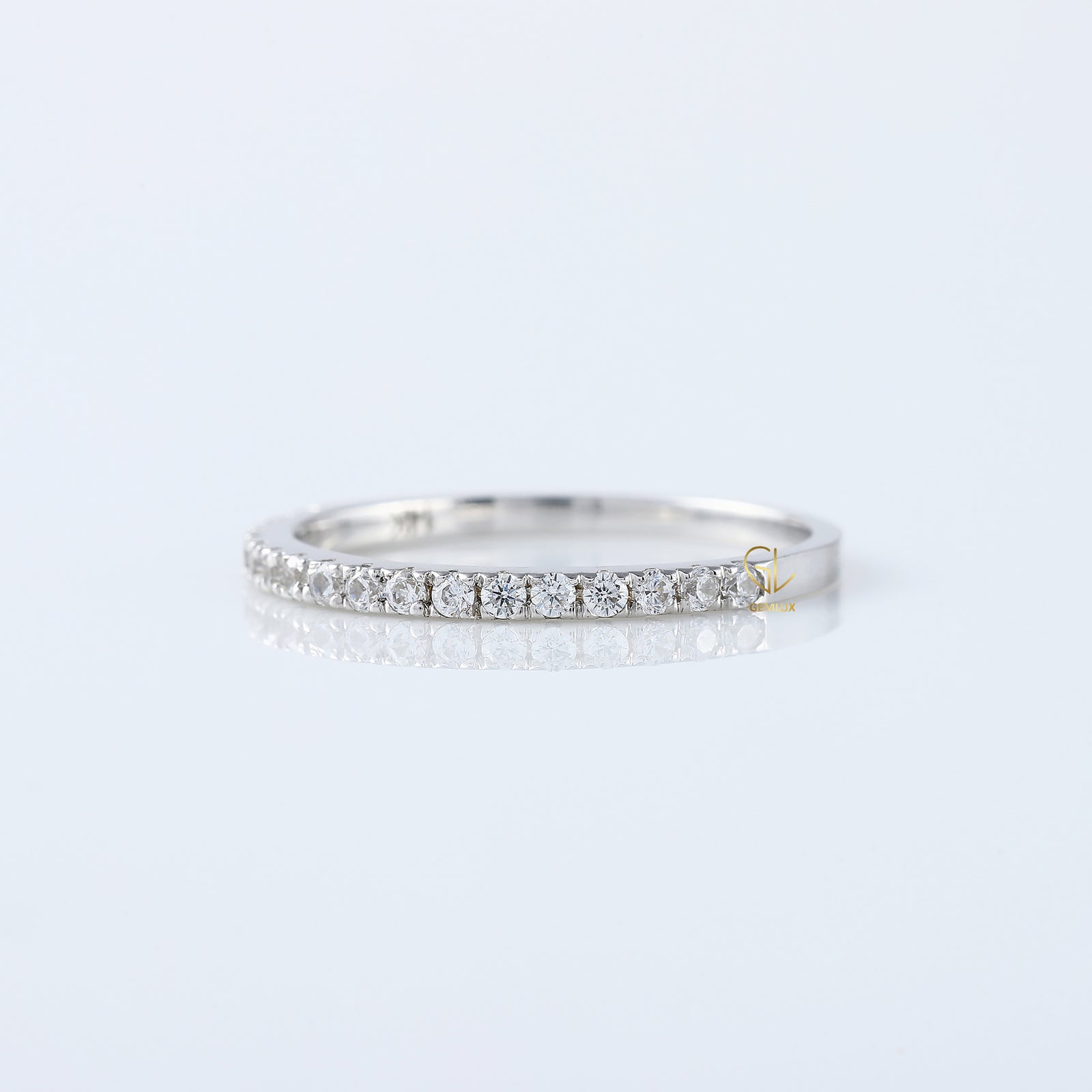 Round Cut Moissanite Delicate Eternity Wedding Band