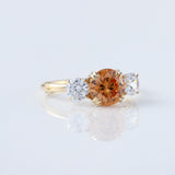 Round Cut Champagne Moissanite Three Stone Ring