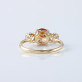 Round Cut Champagne Moissanite Three Stone Ring