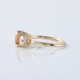 Round Cut Champagne Moissanite Three Stone Ring