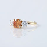 Round Cut Champagne Moissanite Three Stone Ring
