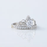 Round Cut Moissanite Queen Crown Proposal Ring