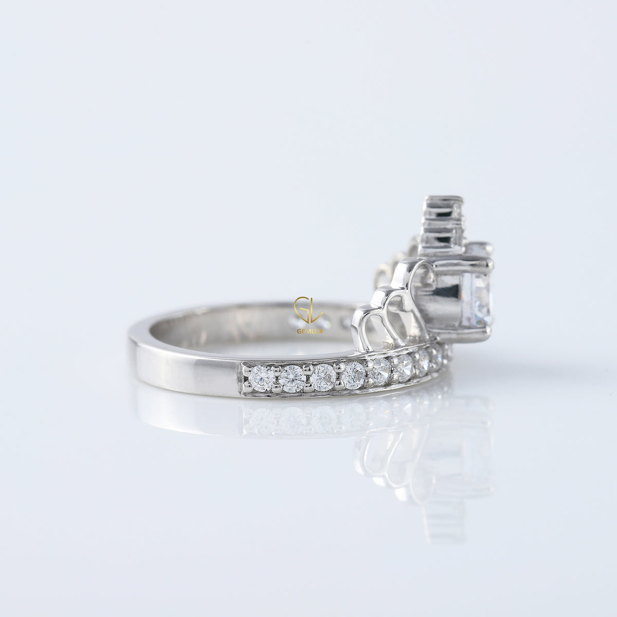 Round Cut Lab Grown Queen Crown Love Ring For Her