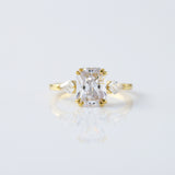 Three Stone Radiant Cut Moissanite Diamond Engagement Ring
