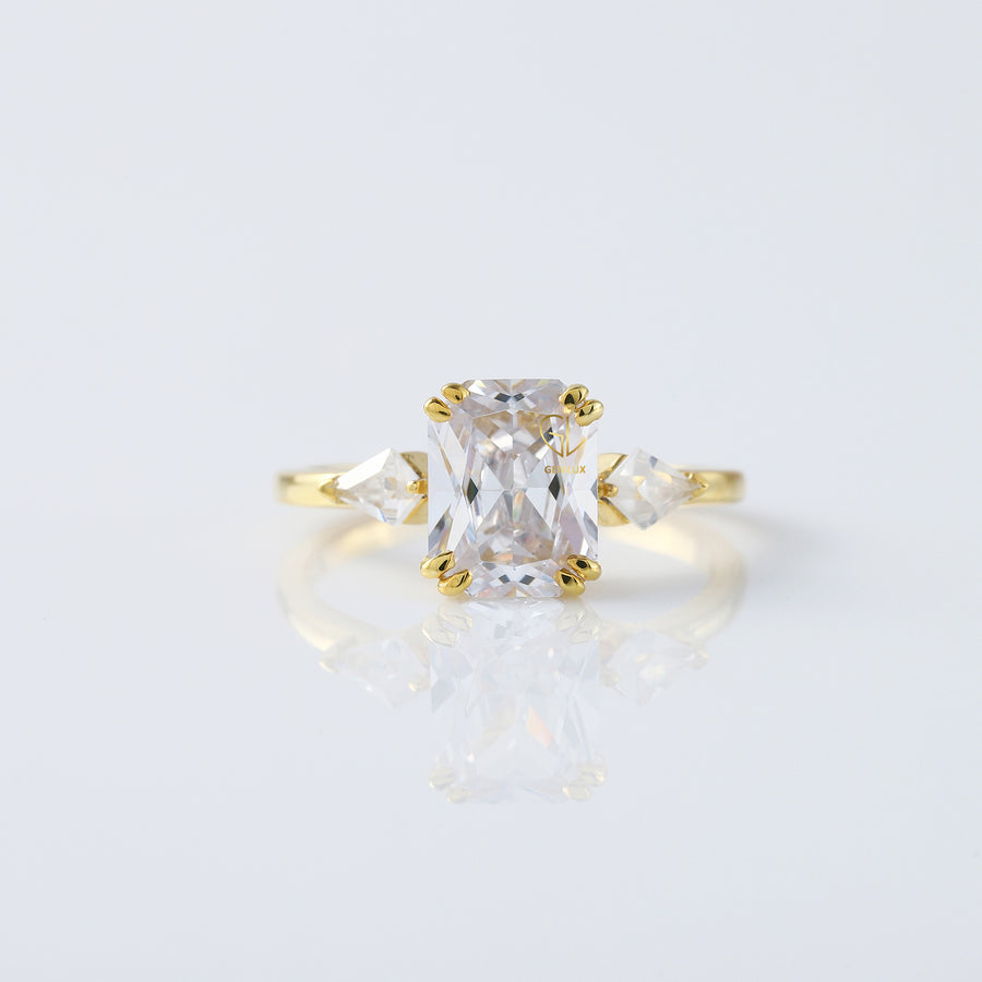 Radiant Cut Moissanite Three Stone Engagement Ring
