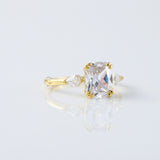 Three Stone Radiant Cut Moissanite Diamond Engagement Ring