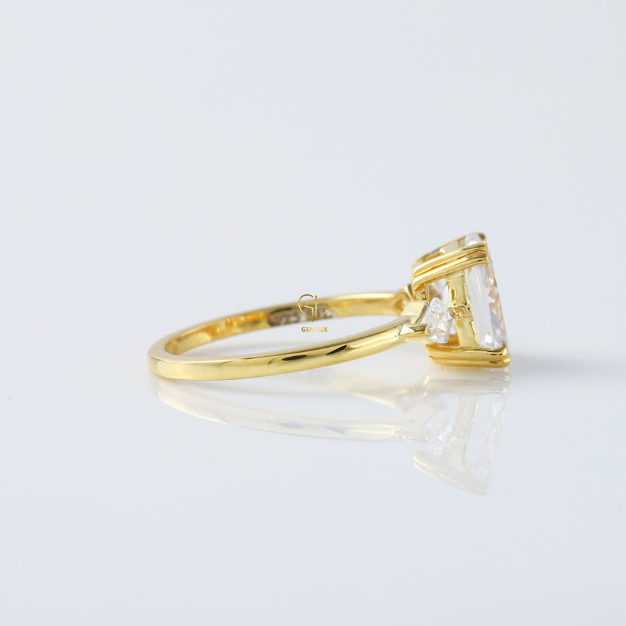 Radiant Cut Moissanite Three Stone Engagement Ring