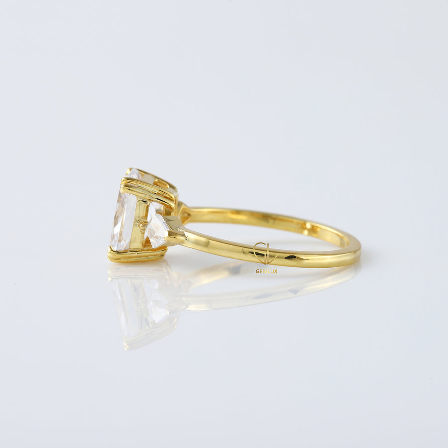 Radiant Cut Moissanite Three Stone Engagement Ring