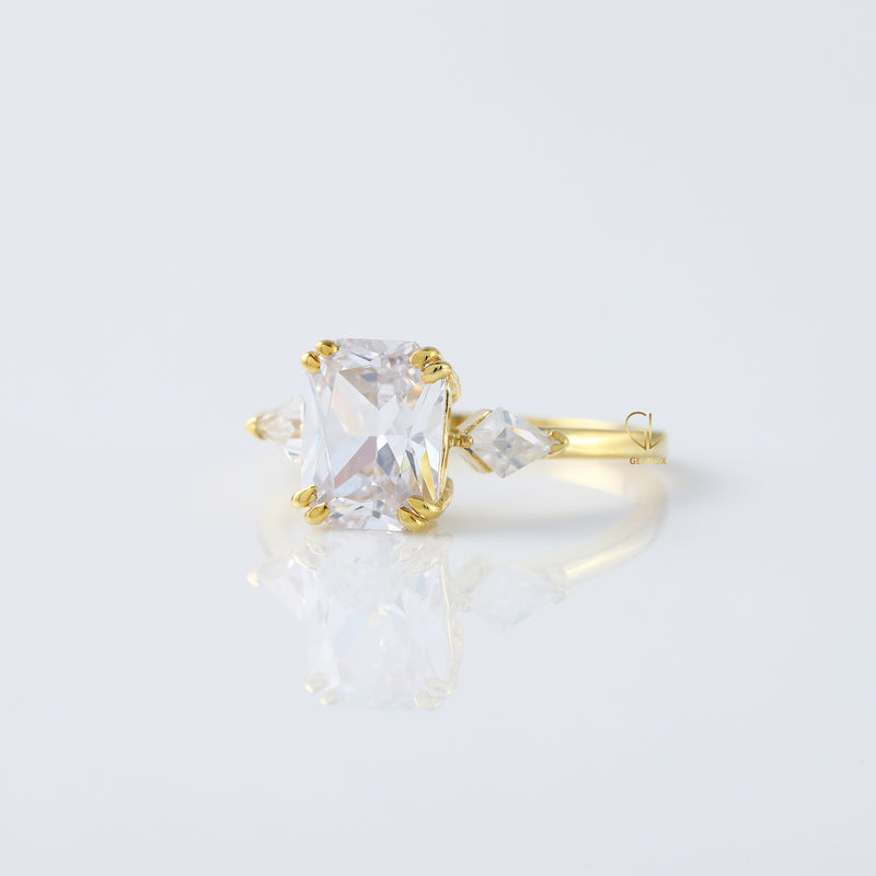 Radiant Cut Moissanite Three Stone Engagement Ring