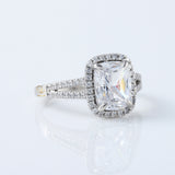 2.5 Ct Elongated Cushion Cut Moissanite Halo Split Shank White Gold Ring