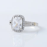 Split Shank Elongated Cushion Cut Lab Grown Halo Ring