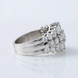 Art Deco Three Row Round Moissanite Half Eternity Wedding Band