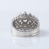 Art Deco Three Row Round Moissanite Half Eternity Wedding Band