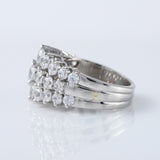 Art Deco Three Row Round Moissanite Half Eternity Wedding Band