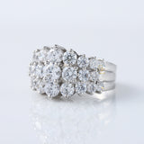 Art Deco Three Row Round Moissanite Half Eternity Wedding Band