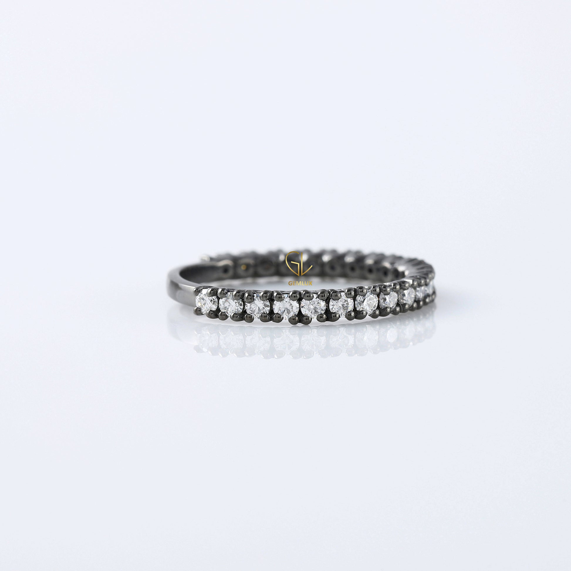 Round Moissanite Diamond Minimalist Eternity Wedding Band